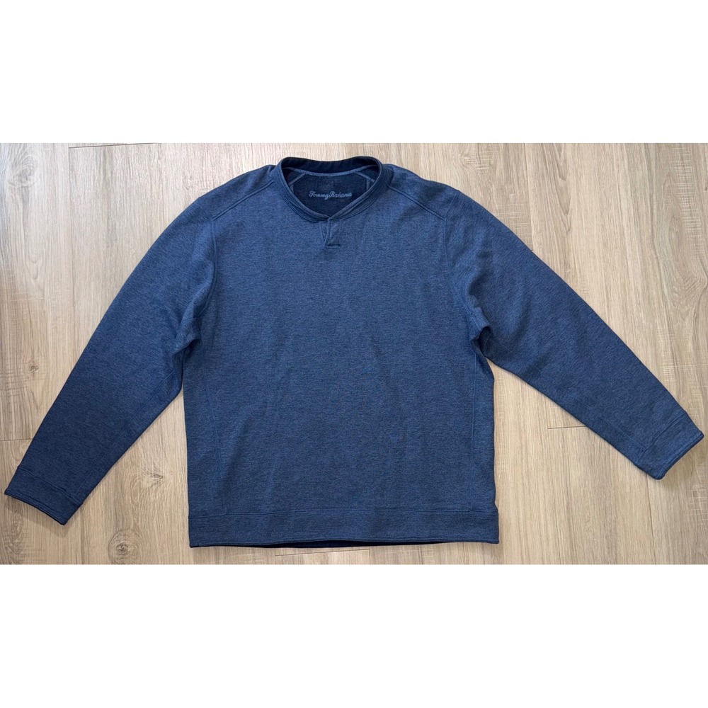 Tommy Bahama Mens Blue Heathered Cotton Tencel Split Neck Sweatshirt XL